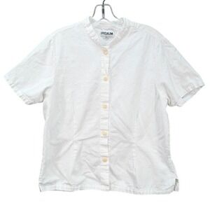 Iridium‎ Button Up Short Sleeve Top Cotton White Minimalist Preppy Casual Size M